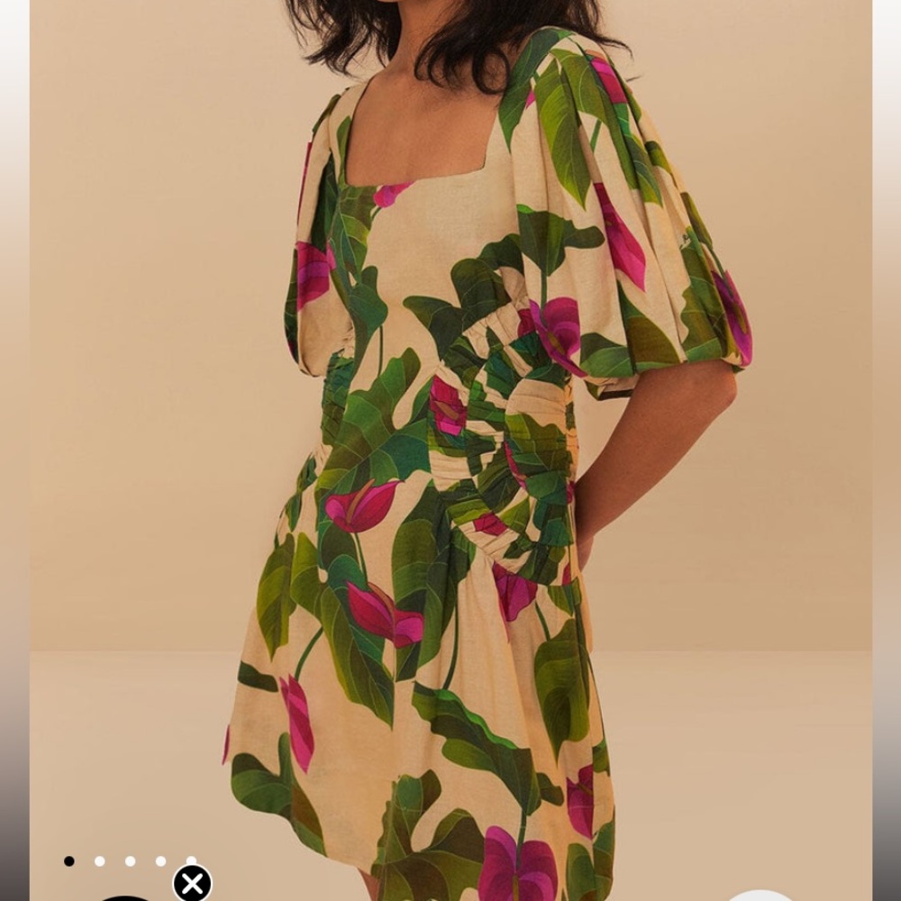 FARM Rio Sand Anthurium Leaves Lenzing Mini Dress